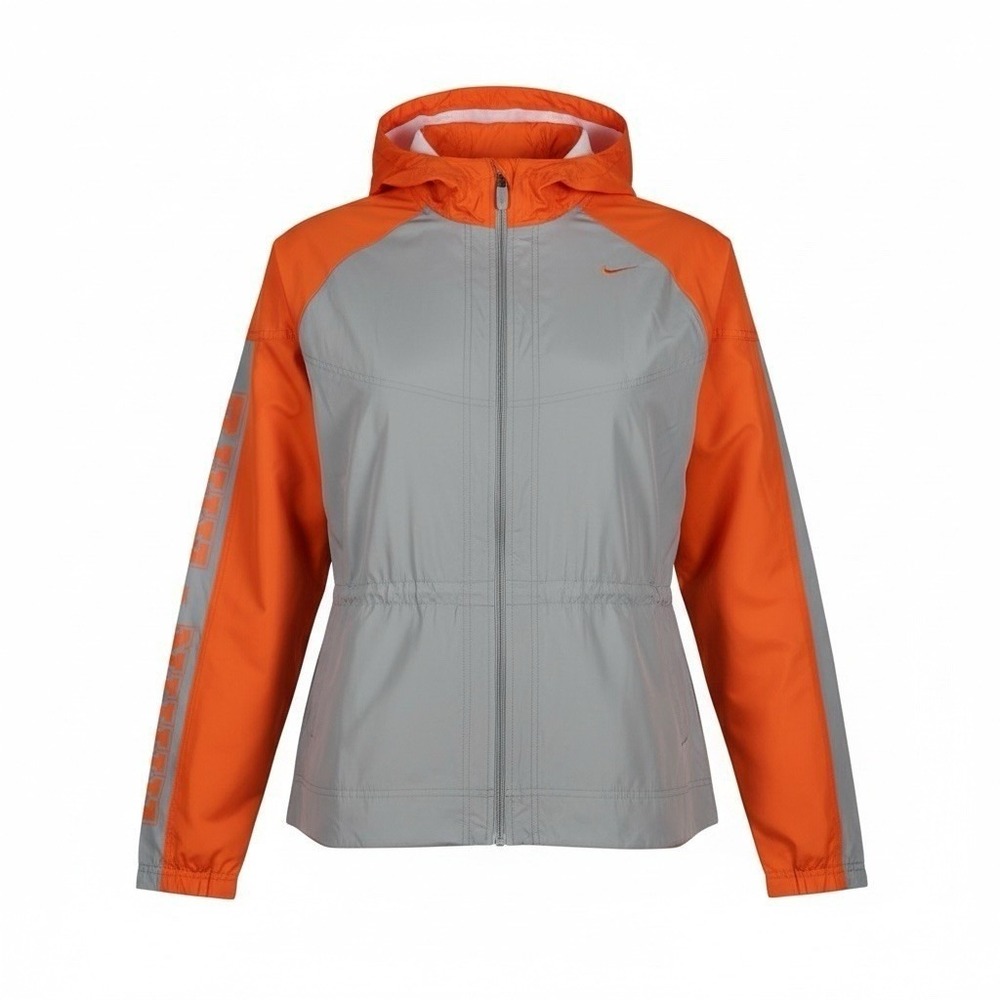 Vintage Nike Full Zip Windbreaker Track Jacket Women's XL Gray/Orange Colorblock